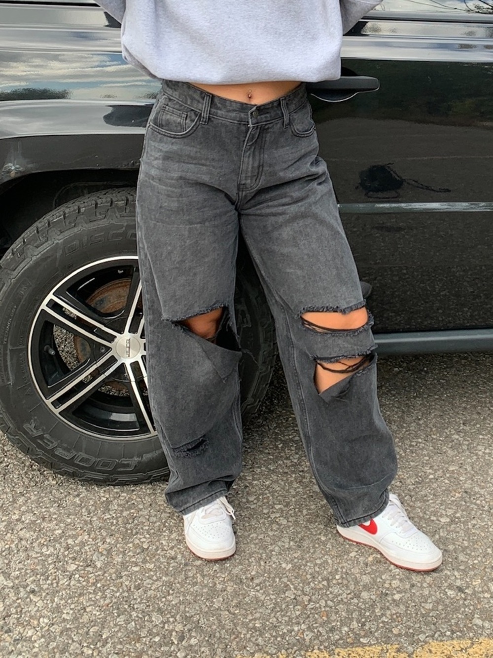 PLT Black Distressed Jeans